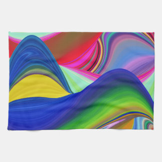 Summerrainbow , Abstract 3D Rainbowart Tea Towel