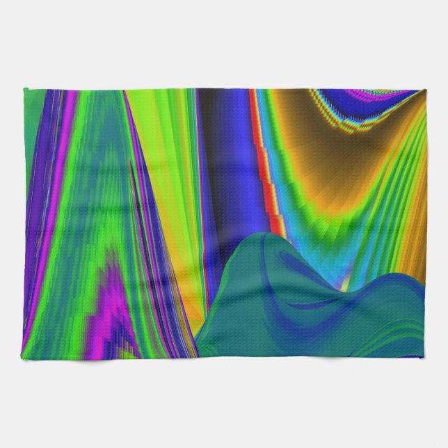 Summerrainbow , Abstract 3D Rainbowart Tea Towel (Horizontal)