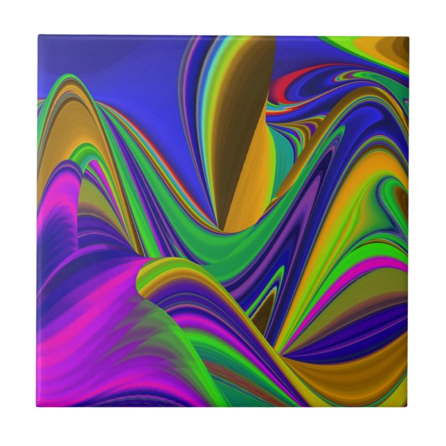Summerrainbow , Abstract 3D Rainbowart Tile (Front)