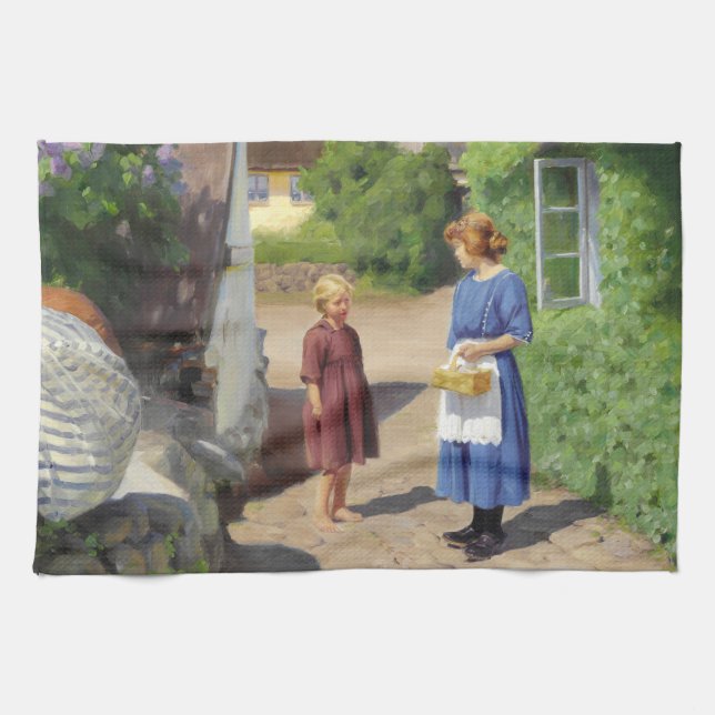 Summer's Day in Denmark (Mother and Daughter) Tea Towel (Horizontal)