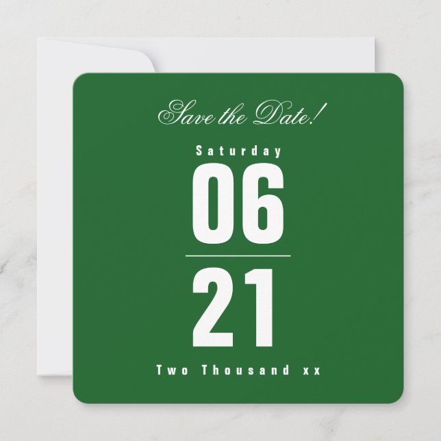 Summers Green Solid Colour Wedding|Save the Date (Front)