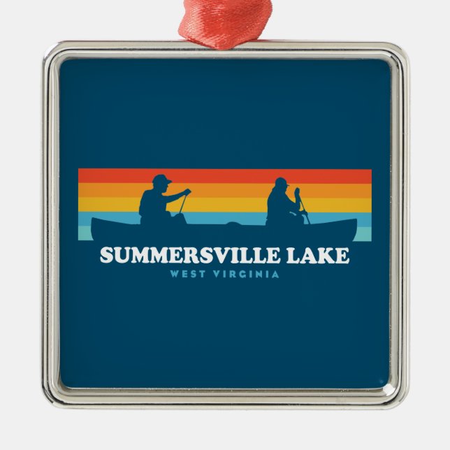Summersville Lake West Virginia Canoe Metal Tree Decoration (Front)