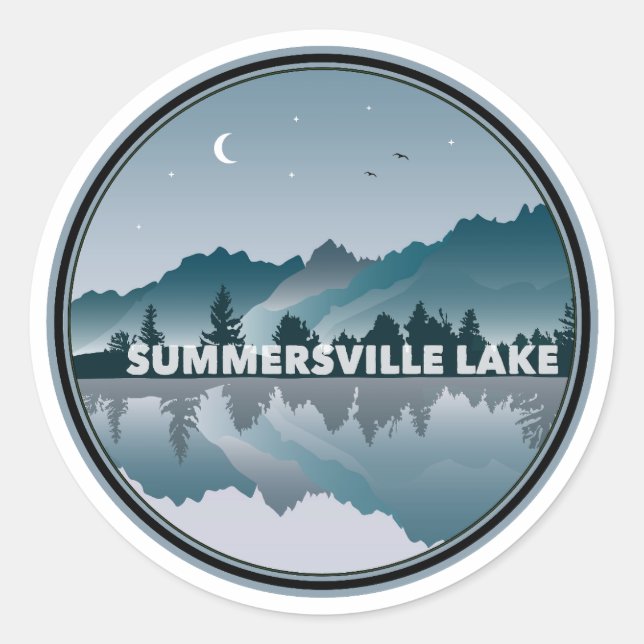 Summersville Lake West Virginia Reflection Classic Round Sticker (Front)