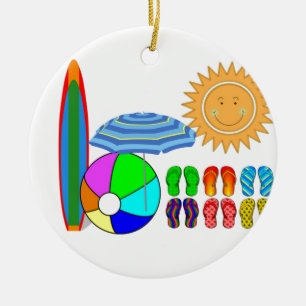 Summertime Beach Party Ceramic Tree Decoration