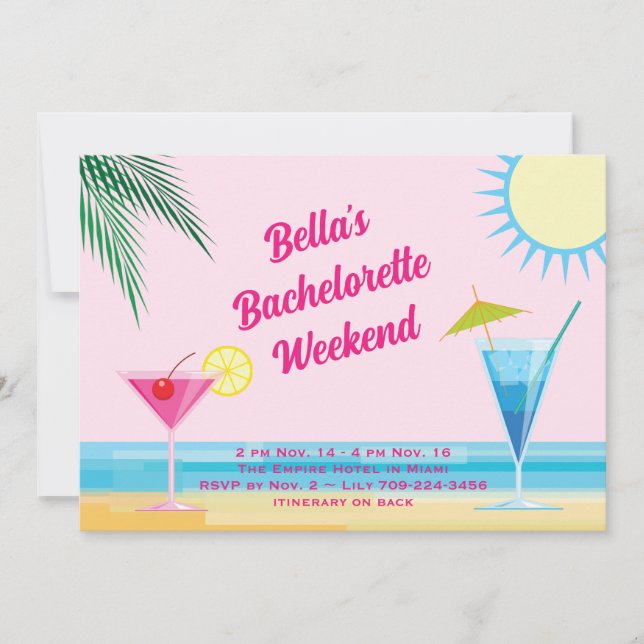 Summertime Beach Weekend Bachelorette Invitation (Front)