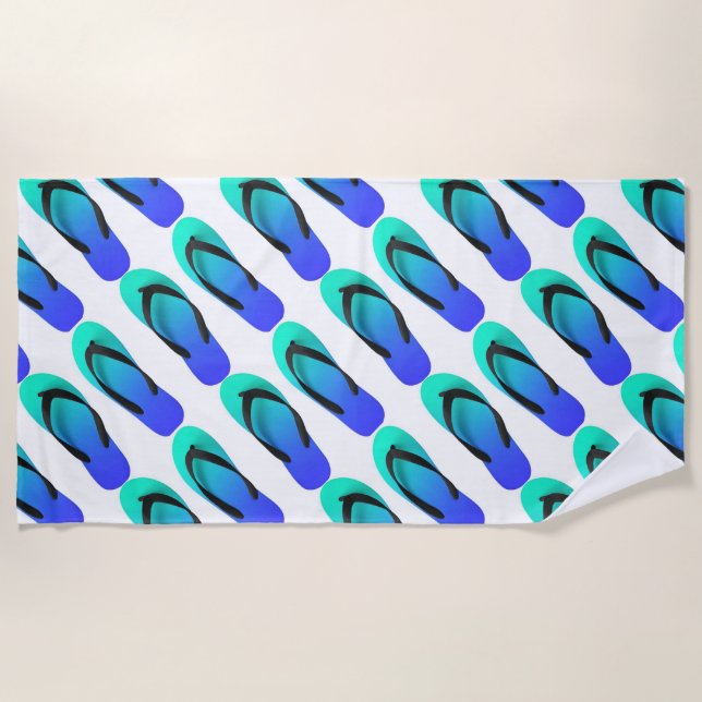 Summertime Blue Flip Flops  Beach Towel (Front)