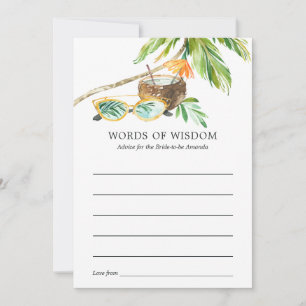 Summertime Bridal Shower Bingo Advice Card