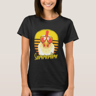 Summertime Chicken Retro Sunset Beach Vacation Chi T-Shirt