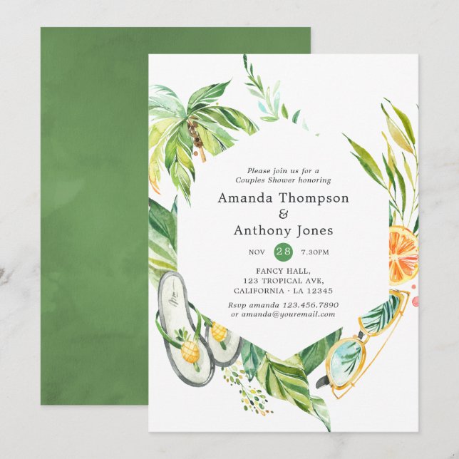 Summertime Couples Shower Invitation (Front/Back)
