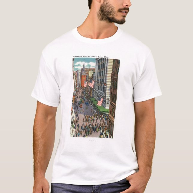 Summertime Crowds on Washington Street T-Shirt (Front)