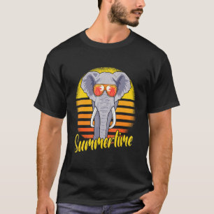 Summertime Elephant Retro Sunset Beach Vacation El T-Shirt
