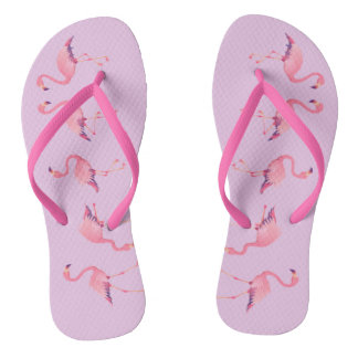 Summertime Flamingos Flip Flops
