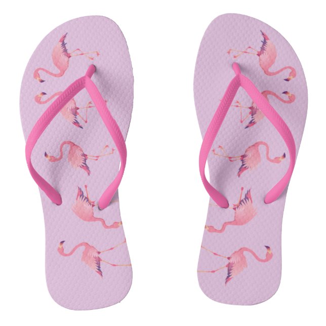 Summertime Flamingos Flip Flops (Footbed)
