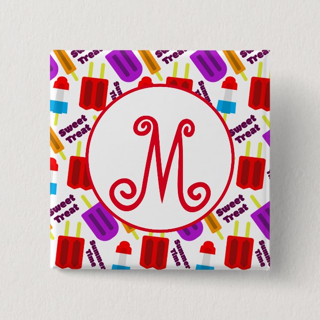 Summertime Frozen Juice Bar Monogram 15 Cm Square Badge (Front)