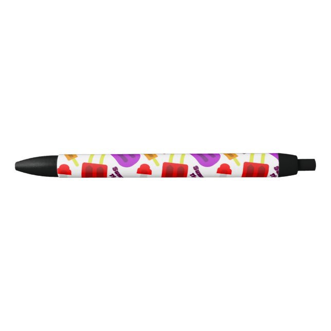 Summertime Frozen Juice Bar Pattern Black Ink Pen (Front)