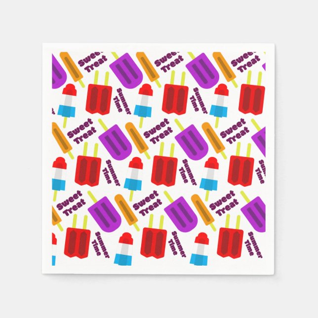 Summertime Frozen Juice Bar Pattern Napkin (Front)