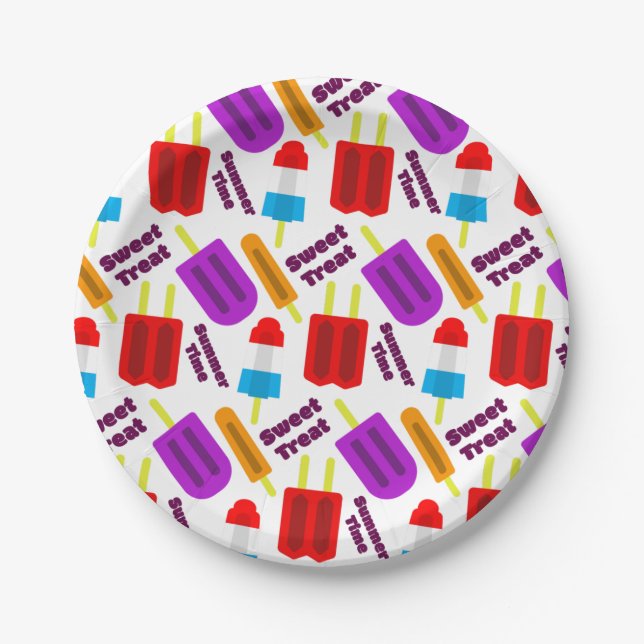 Summertime Frozen Juice Bar Pattern Paper Plate (Front)