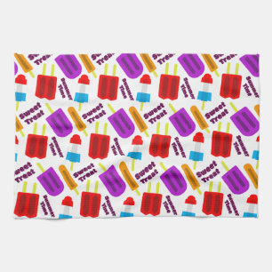 Summertime Frozen Juice Bar Pattern Tea Towel