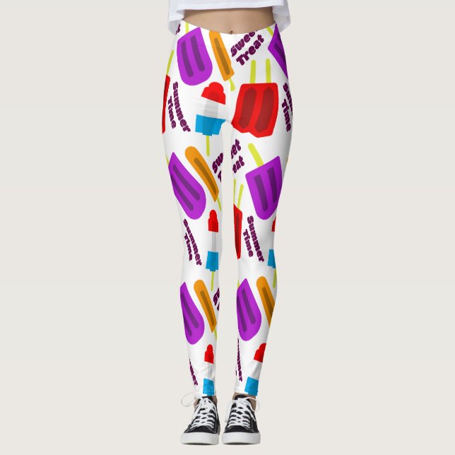 Summertime Frozen Treat Bar Pattern Leggings (Front)