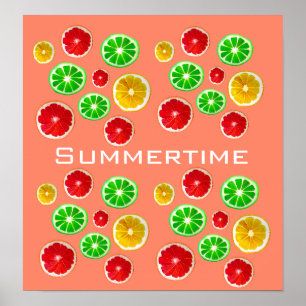 Summertime fruit colourful fruity pattern poster