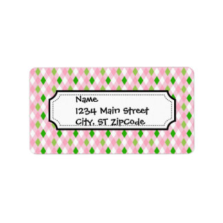 Summertime Fun Pink Lime Green White Argyle Label