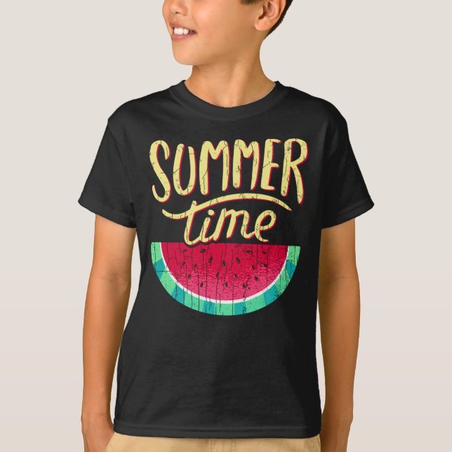 Summertime Funny Watermelon Summer Fruit Graphic T-Shirt (Front)