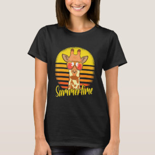 Summertime Giraffe Retro Sunset Beach Vacation Gir T-Shirt