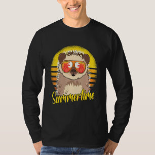 Summertime Hedgehog Retro Sunset Beach Vacation He T-Shirt