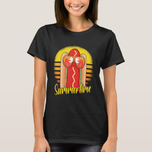 Summertime Hotdog Retro Sunset Beach Vacation Hotd T-Shirt