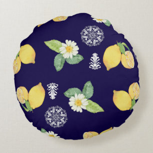 Summertime Lemons Round Cushion