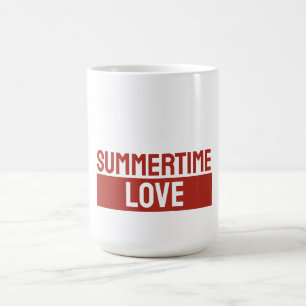Summertime Love Minimalist Modern Plain Red White Coffee Mug