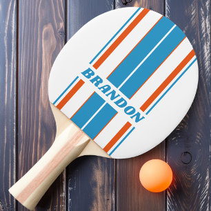 Summertime Nostalgic Board Stripes with Name Ping Pong Paddle