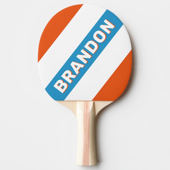 Summertime Nostalgic Bold Stripes with Name Ping Pong Paddle (Front)