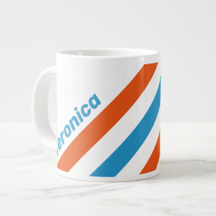 Summertime Nostalgic Stripes with Name Large Coffee Mug
