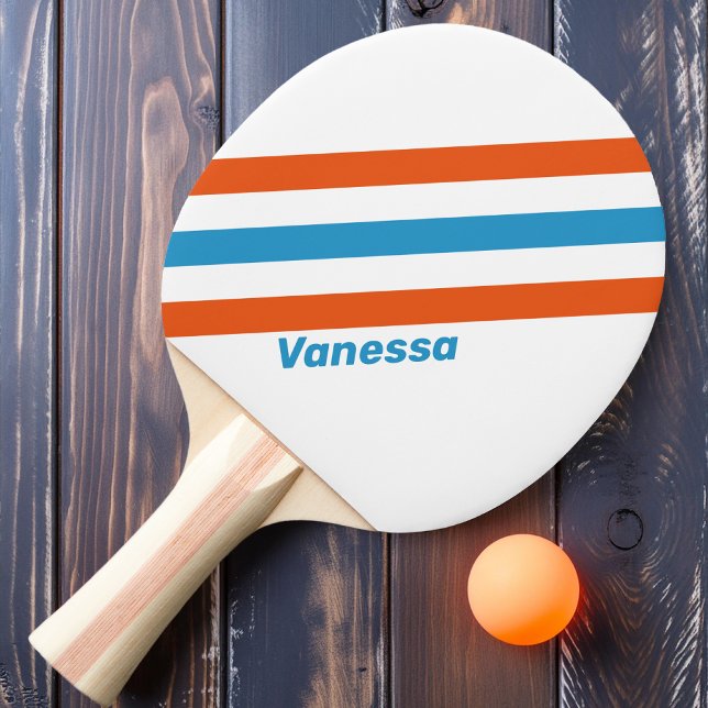 Summertime Nostalgic Stripes with Name Ping Pong Paddle (Creator Uploaded)