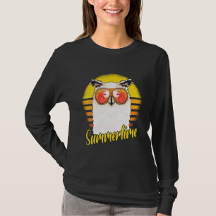 Summertime Owl Retro Sunset Beach Vacation Owls T-Shirt