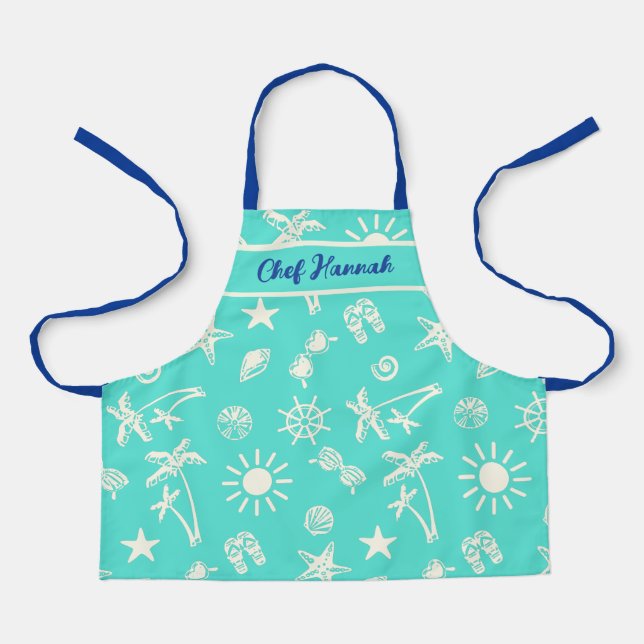 Summertime Pattern Personalised Kids Apron (Front)