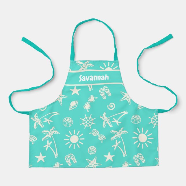 Summertime Pattern Personalised Kids Apron (Front)
