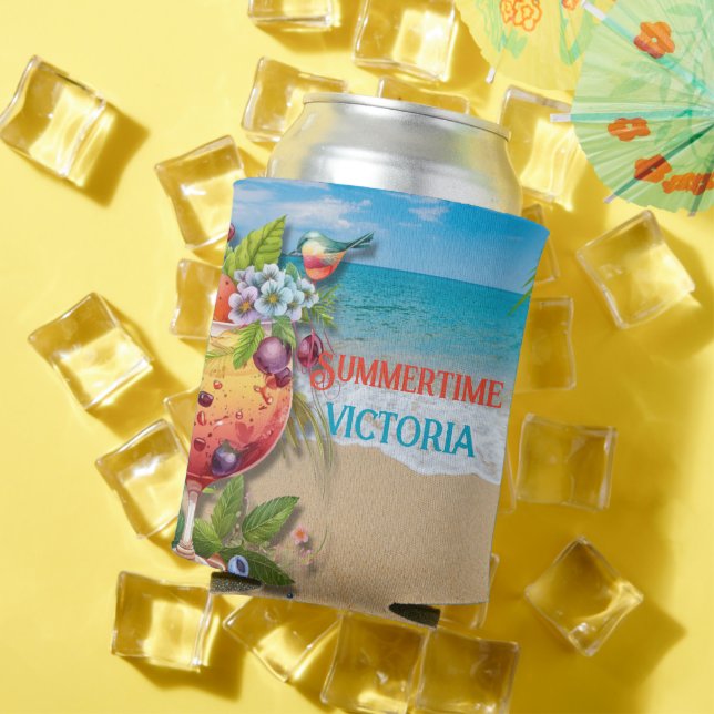 Summertime Personalised Beach Ocean Can Cooler (In Situ Summer)