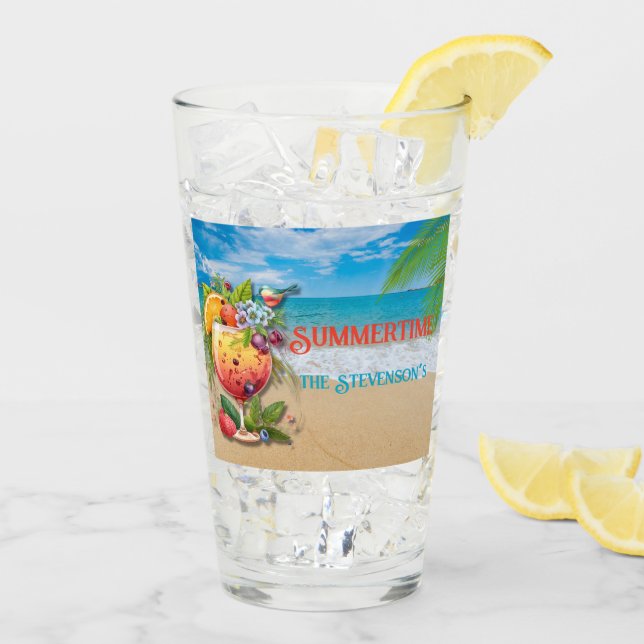 Summertime Personalised Beach Ocean Glass (Back Ice)