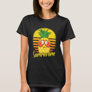 Summertime Pineapple Retro Sunset Beach Vacation P T-Shirt