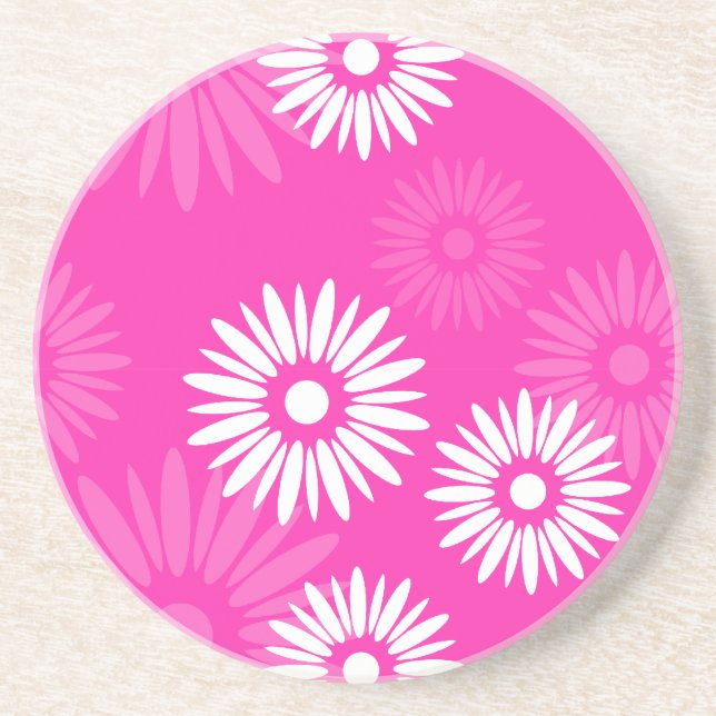 Summertime pink flowers coaster (Front)