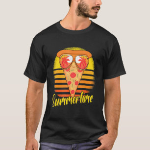 Summertime Pizza Retro Sunset Beach Vacation Pizza T-Shirt