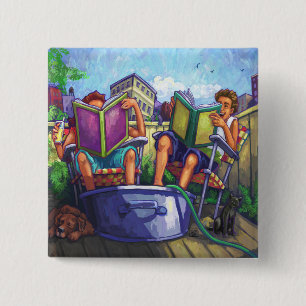 Summertime Reading 15 Cm Square Badge