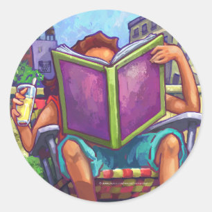 Summertime Reading Art Classic Round Sticker