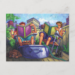 Summertime Reading Art Postcard