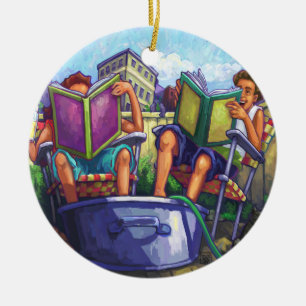 Summertime Reading Ceramic Tree Decoration