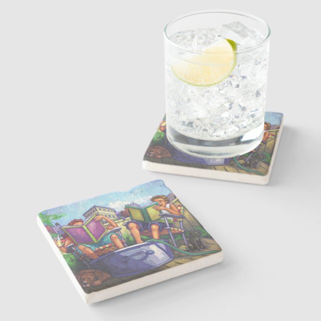 Summertime Reading Stone Coaster (Side)