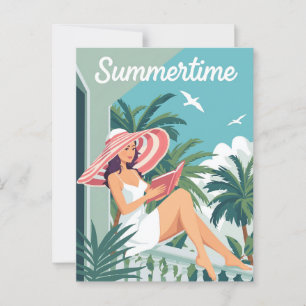 Summertime Relaxation Vintage Postcard