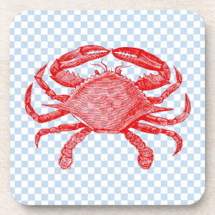 Summertime Seafood Crab Picnic Coasters